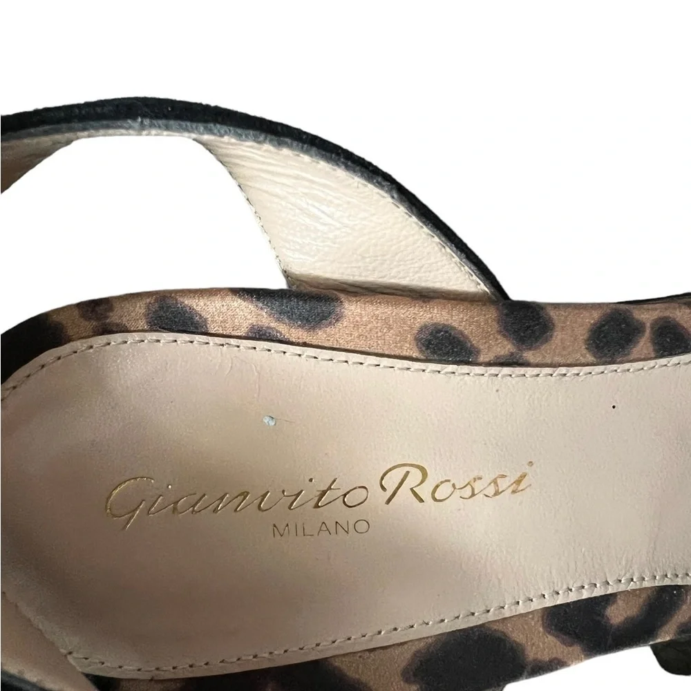 Gianvito Rossi Leopard Print Wedge Sandals Size IT 37/US 7